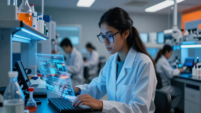 Estudiante mexicano en laboratorio tecnológico moderno