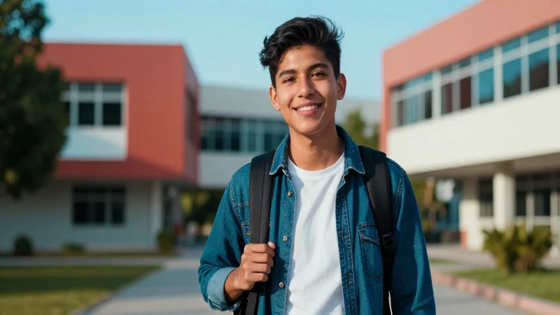 Joven mexicana en campus, estilo cinematográfico