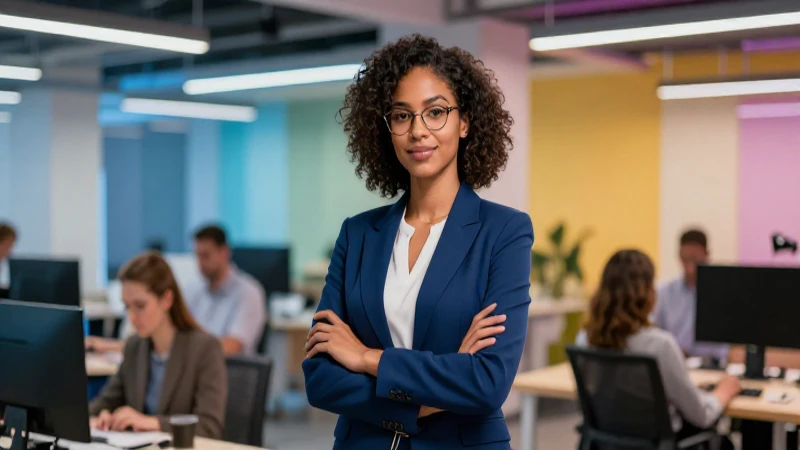 Profesional diverso en oficina moderna y vibrante