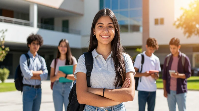 Estudiante mexicano dinámico en campus universitario moderno