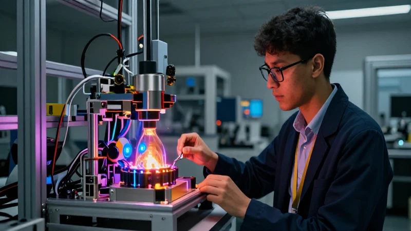 Becario en laboratorio de alta tecnología