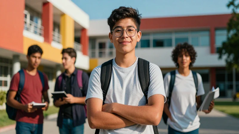 Estudiante mexicano con actitud en campus universitario