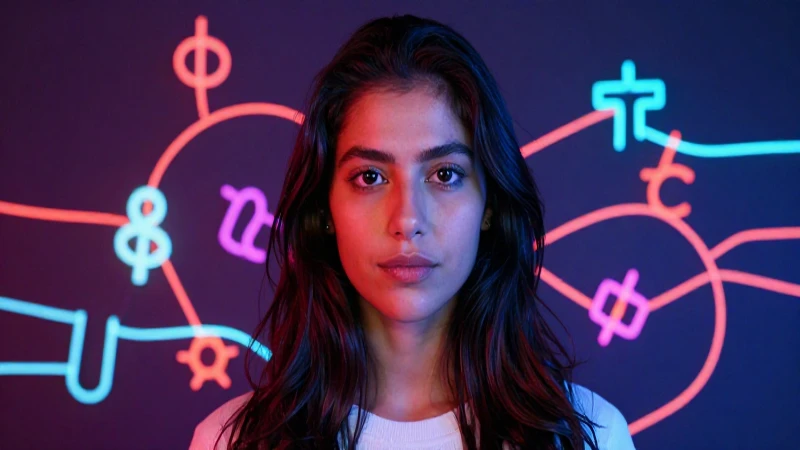 Mujer latina confiada, arte digital vibrante