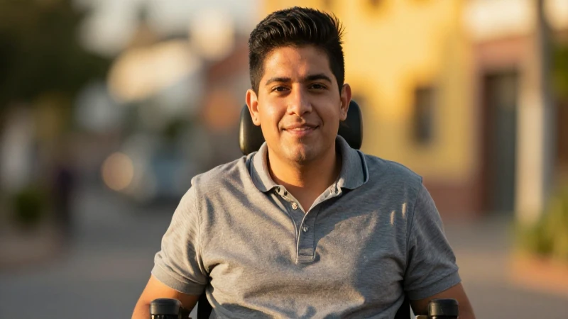 Retrato cinematográfico optimista de mexicano con movilidad