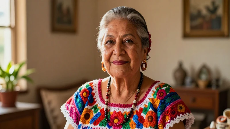 Elegante retrato de señora mexicana tradicional
