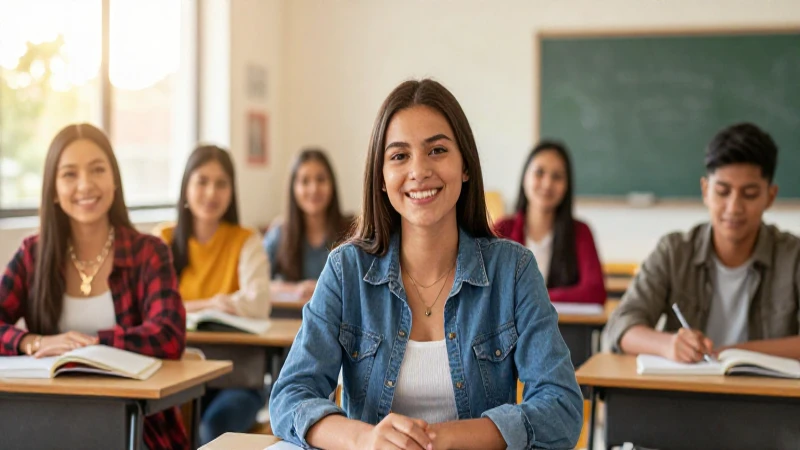 Jóvenes mexicanos felices en entorno académico