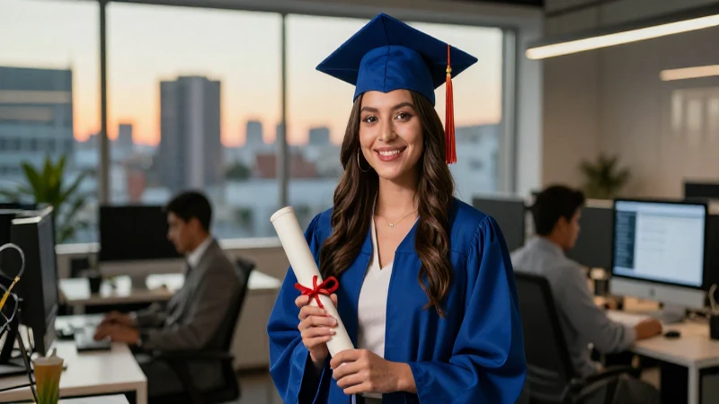 Joven mexicano graduado en oficina tecnológica