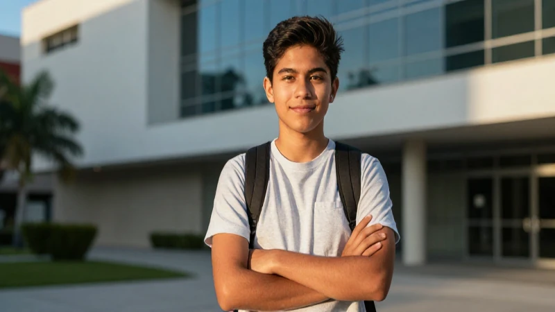 Joven estudiante mexicano en ambiente académico moderno