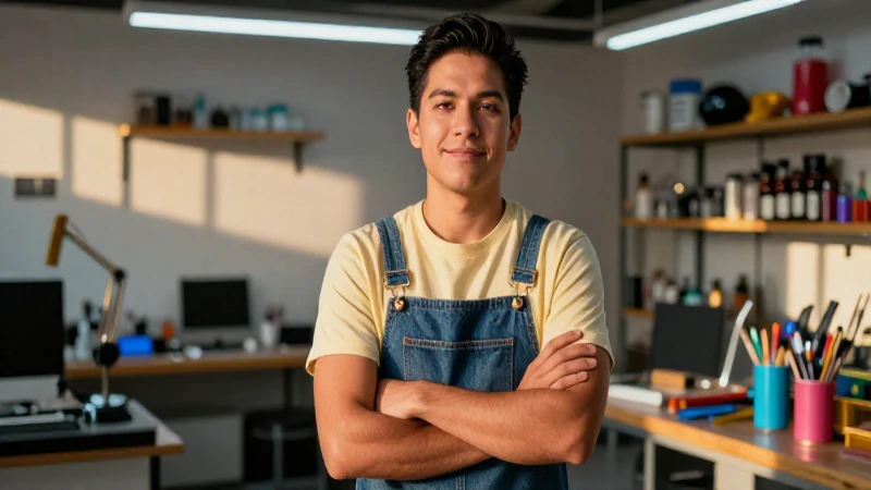 Joven mexicano, retrato aspiracional con luz dorada