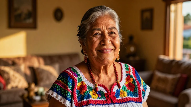 Retrato cálido de mujer mexicana sonriente