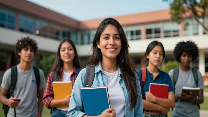 Foto vibrante de estudiante mexicano en campus