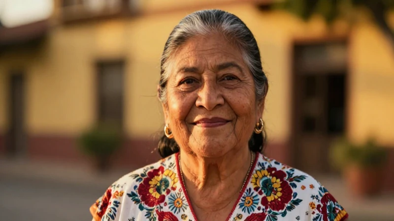 Retrato cálido de anciana mexicana sonriente