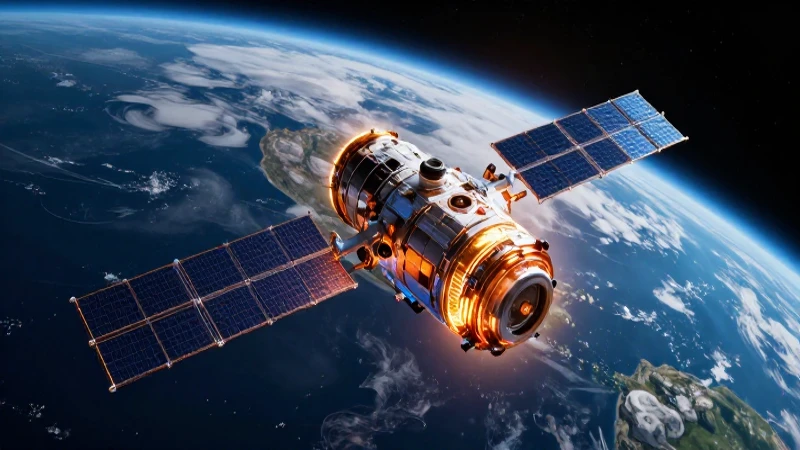 Satélite futurista sobre una Tierra dinámica