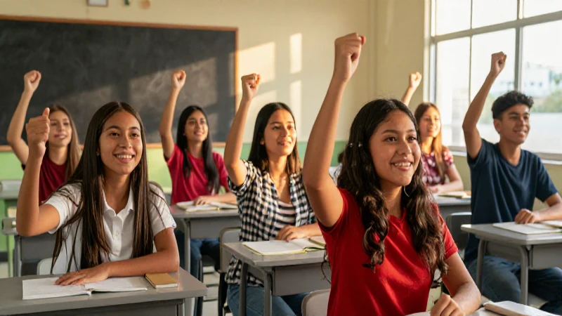 Estudiantes mexicanos en clase con luz cinematográfica
