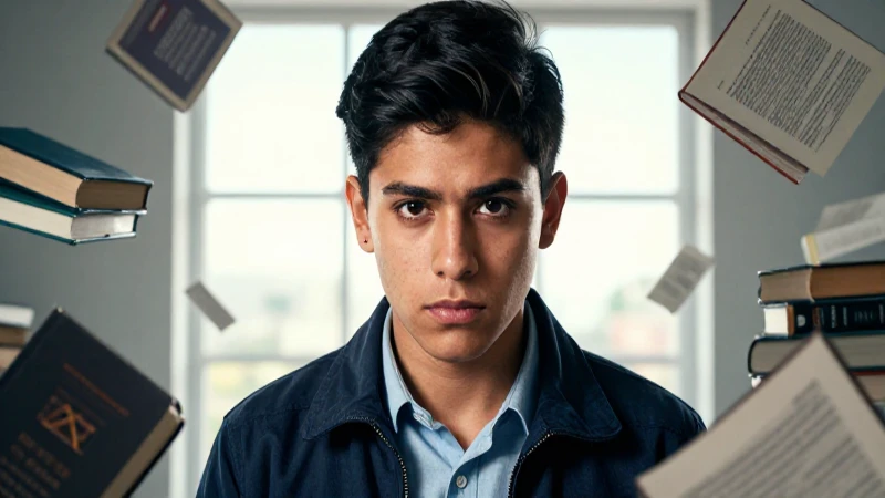 Estudiante mexicano concentrado con luz dramática