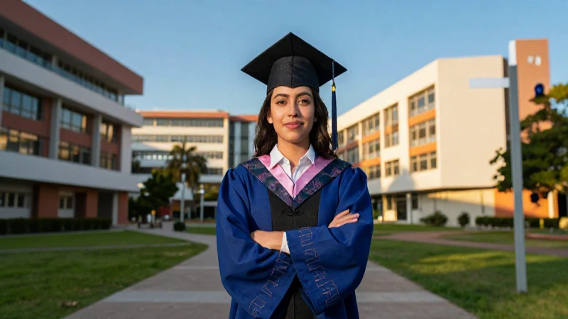Joven graduado mexicano en campus