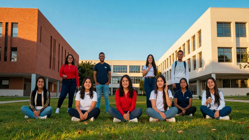 Estudiantes mexicanos exitosos en campus moderno
