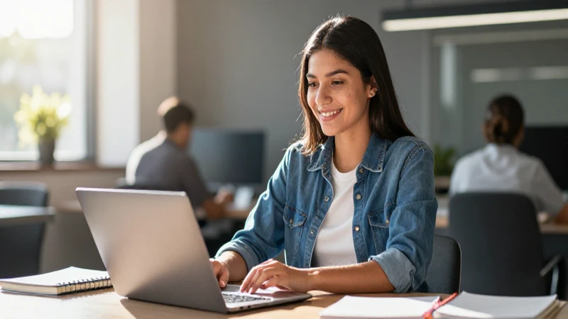 Estudiante mexicano moderno en ambiente de aprendizaje digital