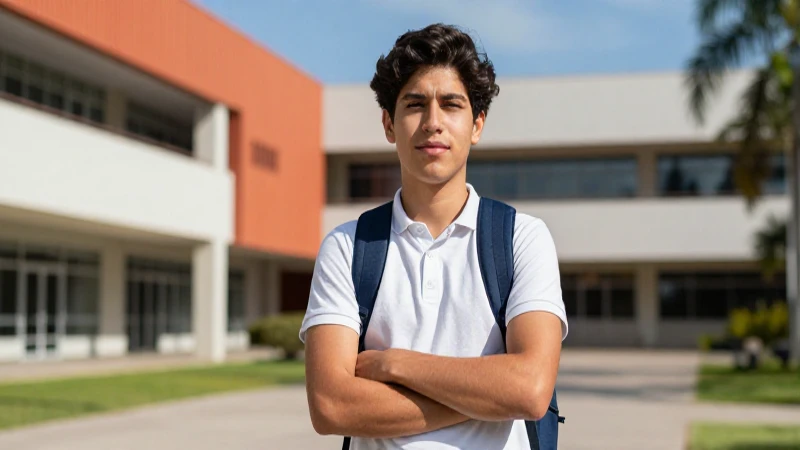 Estudiante mexicano en universidad moderna