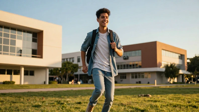 Joven sonriente persigue su futuro académico