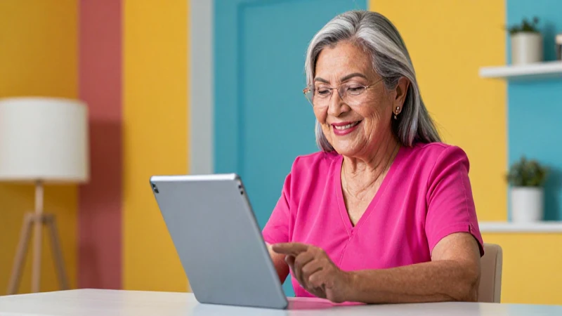 Abuela mexicana moderna con tablet