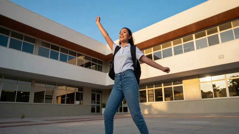 Estudiante mexicano alegre en campus moderno