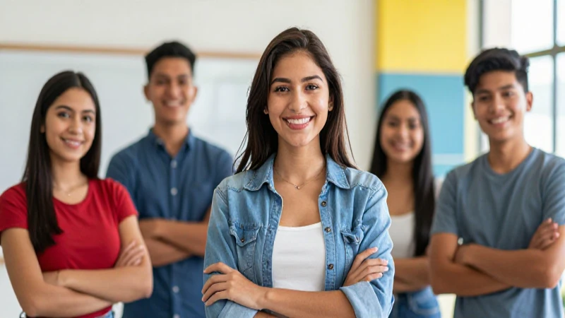 Estudiante mexicano sonriente en entorno moderno
