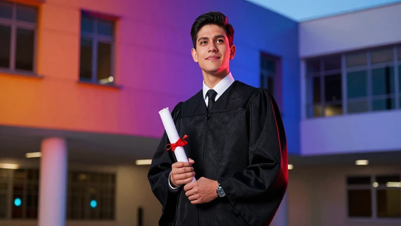 Joven profesional mexicano celebra su diploma