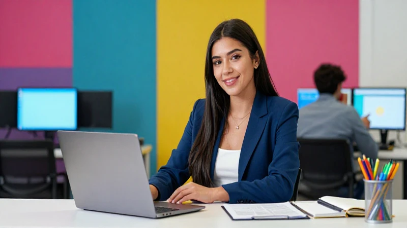Estudiante mexicana segura en aula digital moderna