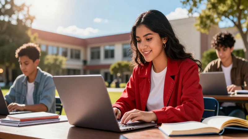 Estudiante mexicano brillante en campus moderno