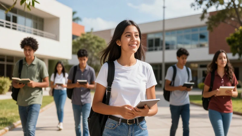 Estudiantes mexicanos en campus universitario profesional y vibrante