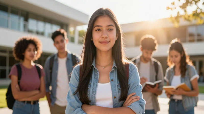 Estudiante mexicano motivado con luz dorada