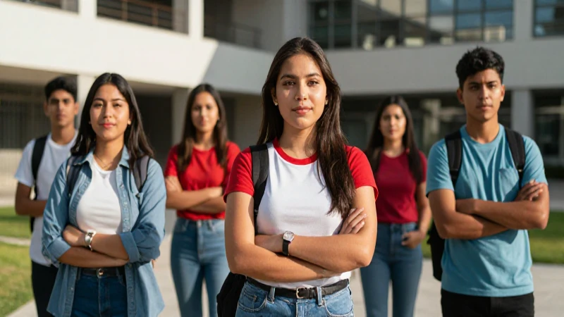 Estudiantes mexicanos confiados en un campus moderno