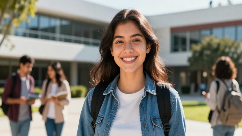 Retrato de joven mexicano exitoso en campus
