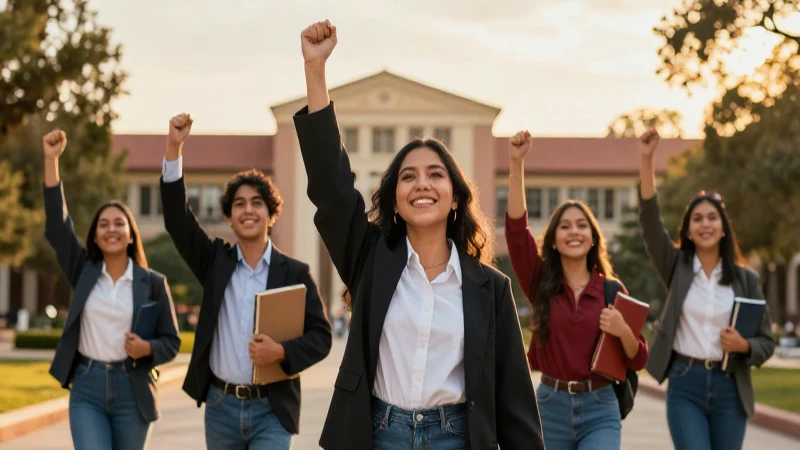 Estudiante mexicano triunfal en la universidad