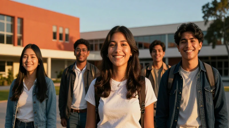 Estudiante mexicano sonríe en vibrante campus
