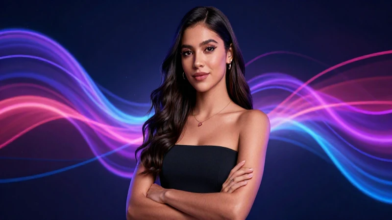 Mujer mexicana con datos abstractos modernos y luz dramática