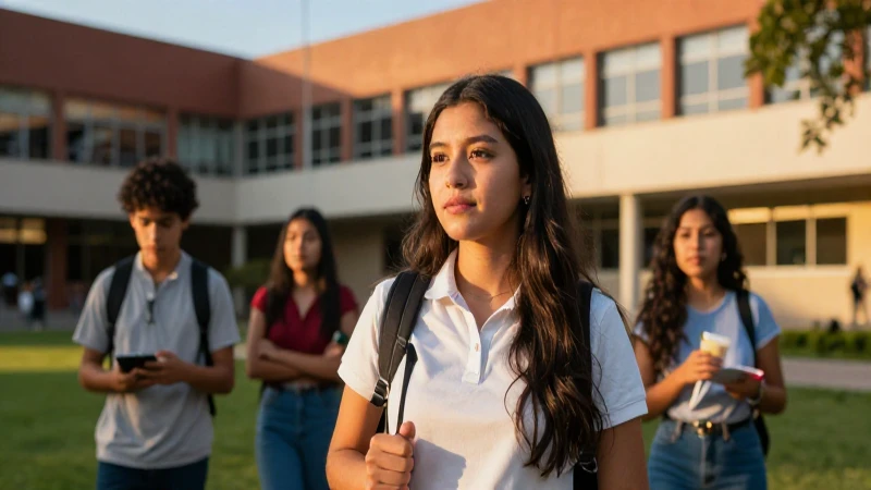 Estudiante mexicano exitoso en campus universitario