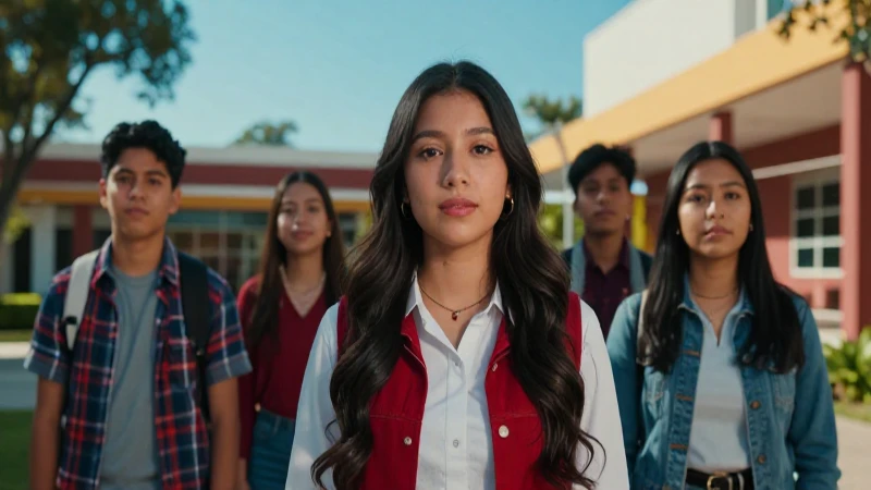 Estudiantes mexicanos en campus moderno y vibrante