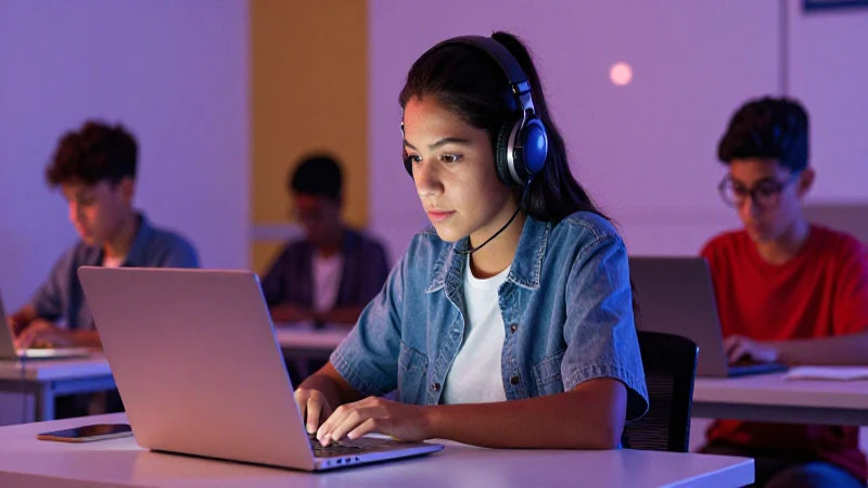 Estudiante mexicano, laptop, estilo cinematográfico