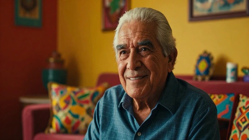 Hombre mexicano feliz en sala cálida