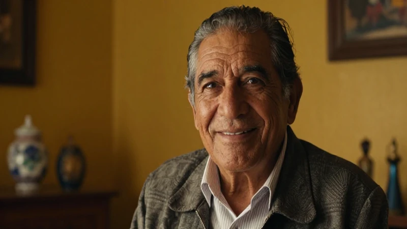Retrato vibrante de hombre mayor mexicano sonriente en casa