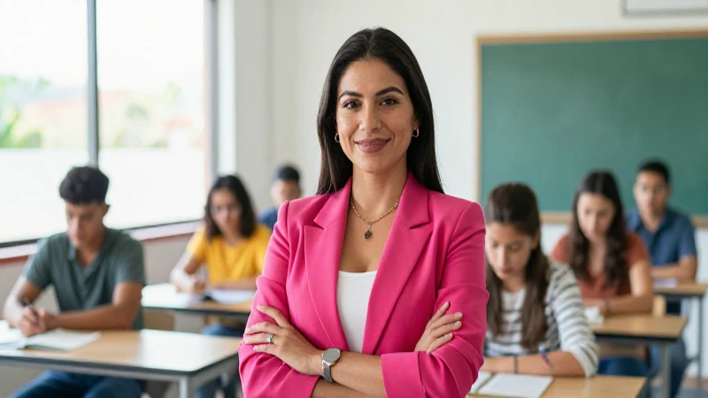 Mujer mexicana confiada en clase moderna