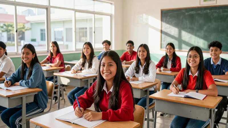 Estudiantes mexicanos exitosos bajo luz brillante