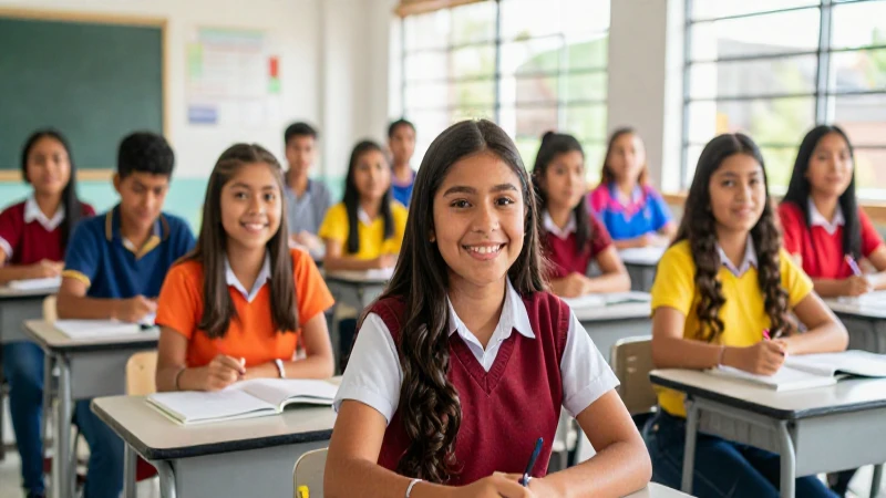 Jóvenes mexicanos sonriendo y estudiando