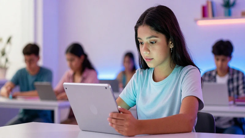 Estudiante mexicano aprende en entorno tecnológico moderno