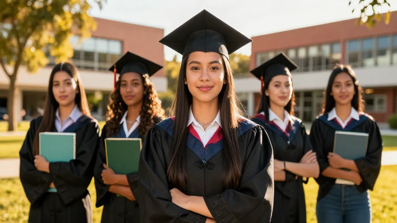 Estudiante mexicano en campus con luz dorada