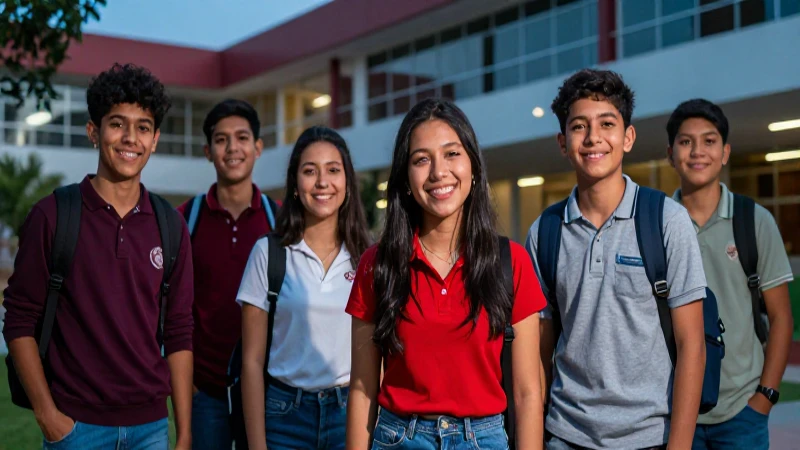 Estudiantes mexicanos sonriendo en campus universitario