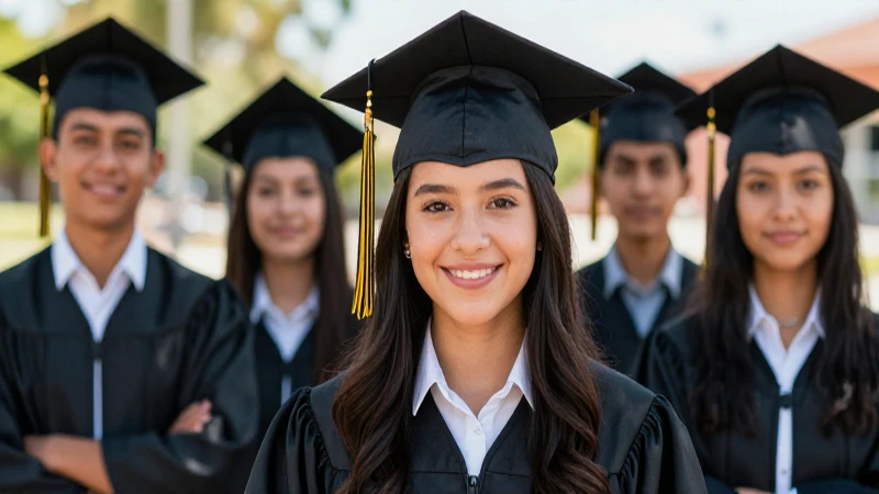 Éxito estudiantil y futuro brillante en una imagen impactante
