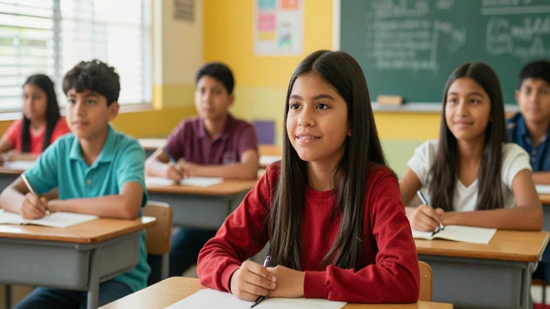 Estudiante mexicano en clase moderna y vibrante